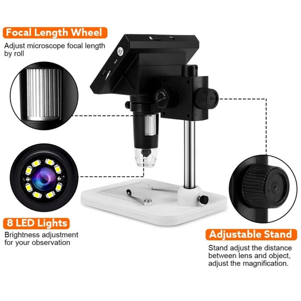 Elikliv Coin Microscope 1000X 4.3'' LCD Digital Microscope with Screen USB Used