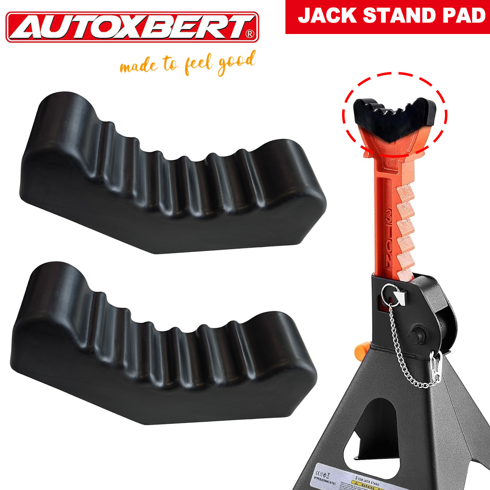 2x 6Ton Axle Jack Stand Pad Adapter Universal Slotted Frame Rail Rubber Adapter。