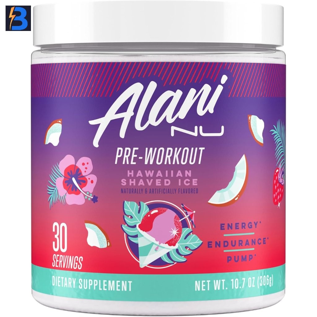 Alani Nu Pre Workout Powder - Hawaiian Shaved Ice, 30svgs. Exp. 7/27