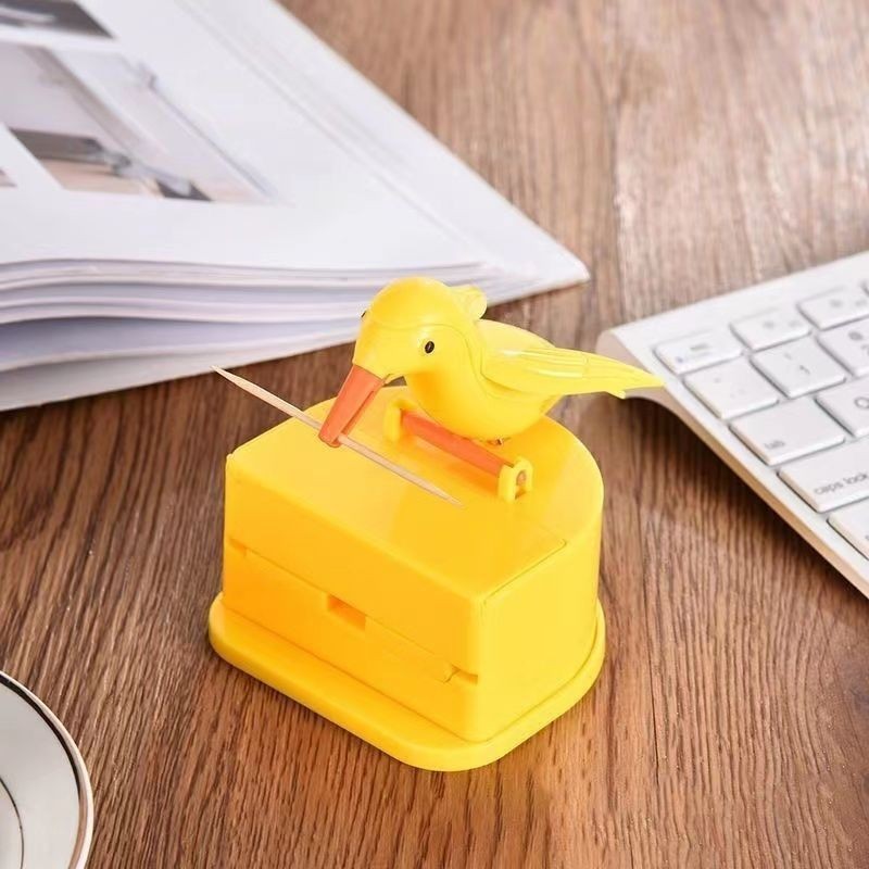 Small Plastic Bird Toothpick Dispenser with Convenient Automatic Feature