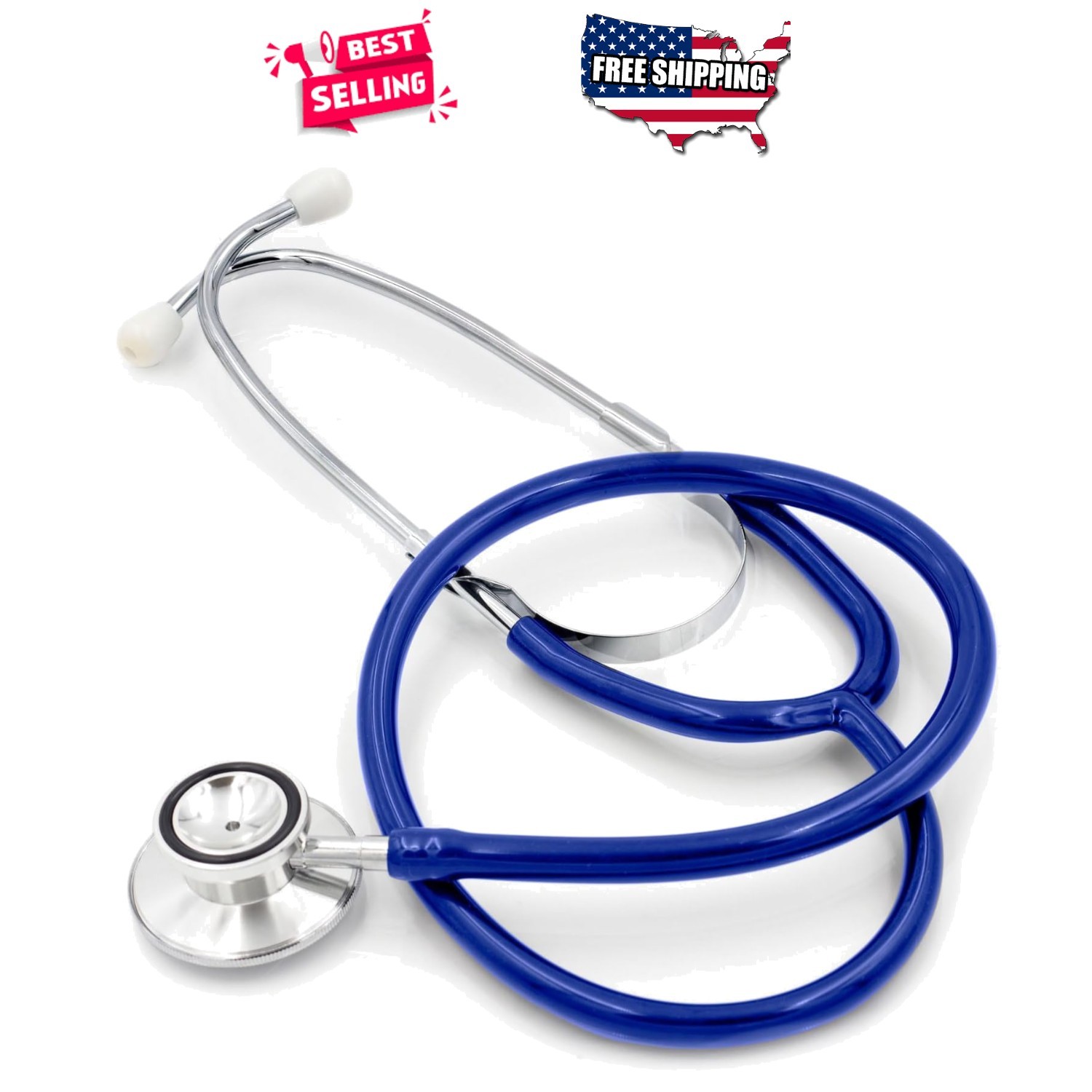 Stethoscope Dual Head Lightweight Adult Blue Aluminum Chestpiece 22in Y Tubing