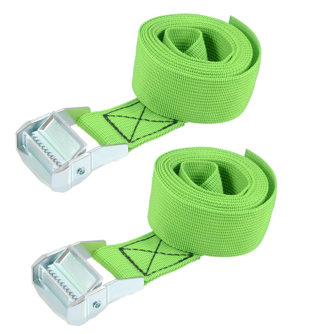 2Mx38mm Lashing Strap Cargo Tie Down w Cam Buckle 500Kg Work Load, Green, 2Pcs