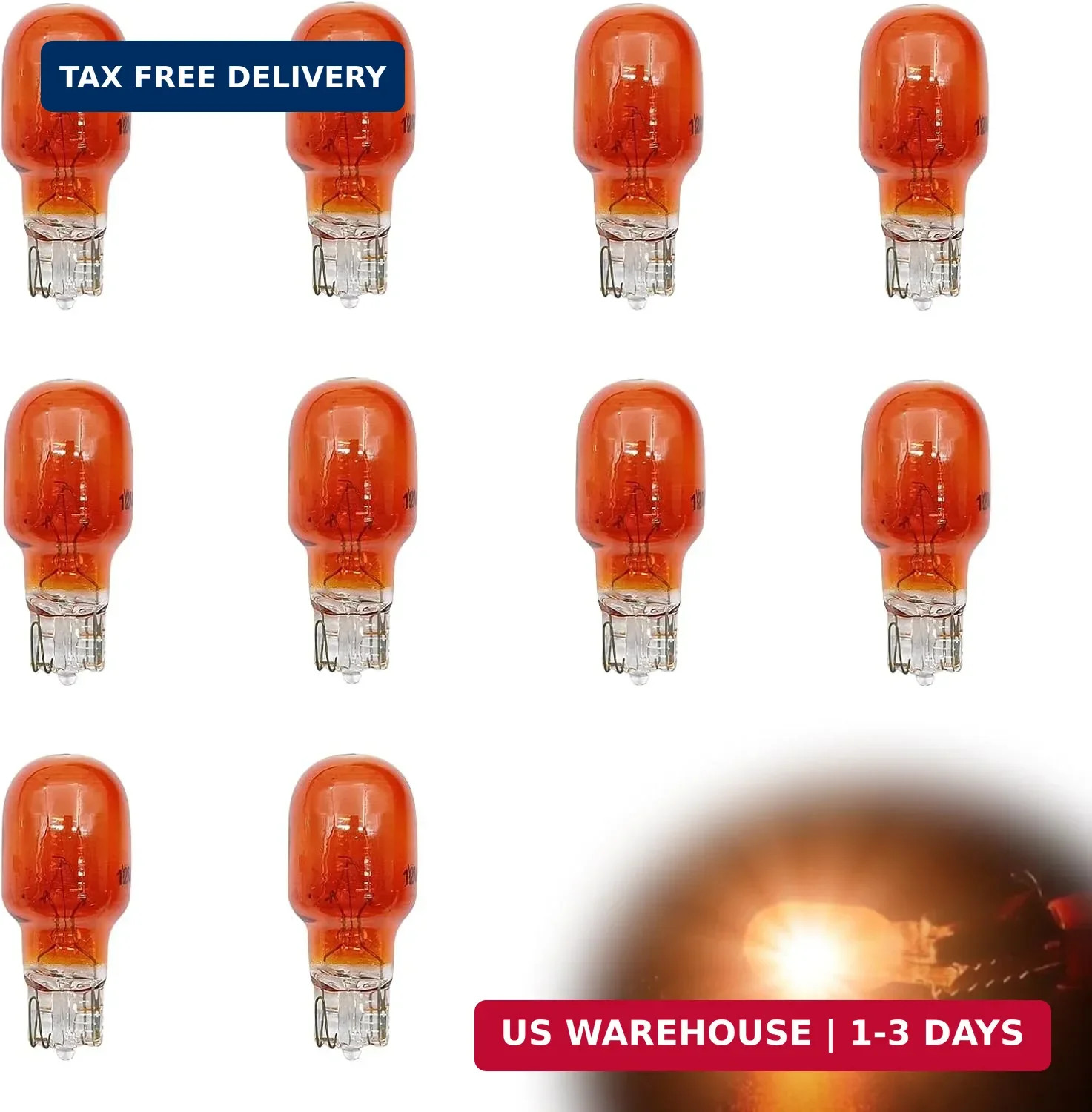 10 PCS T15 Brake Light Bulbs, 12V 16W Wedge-shaped Base Dual-wire Brake Turn Sig