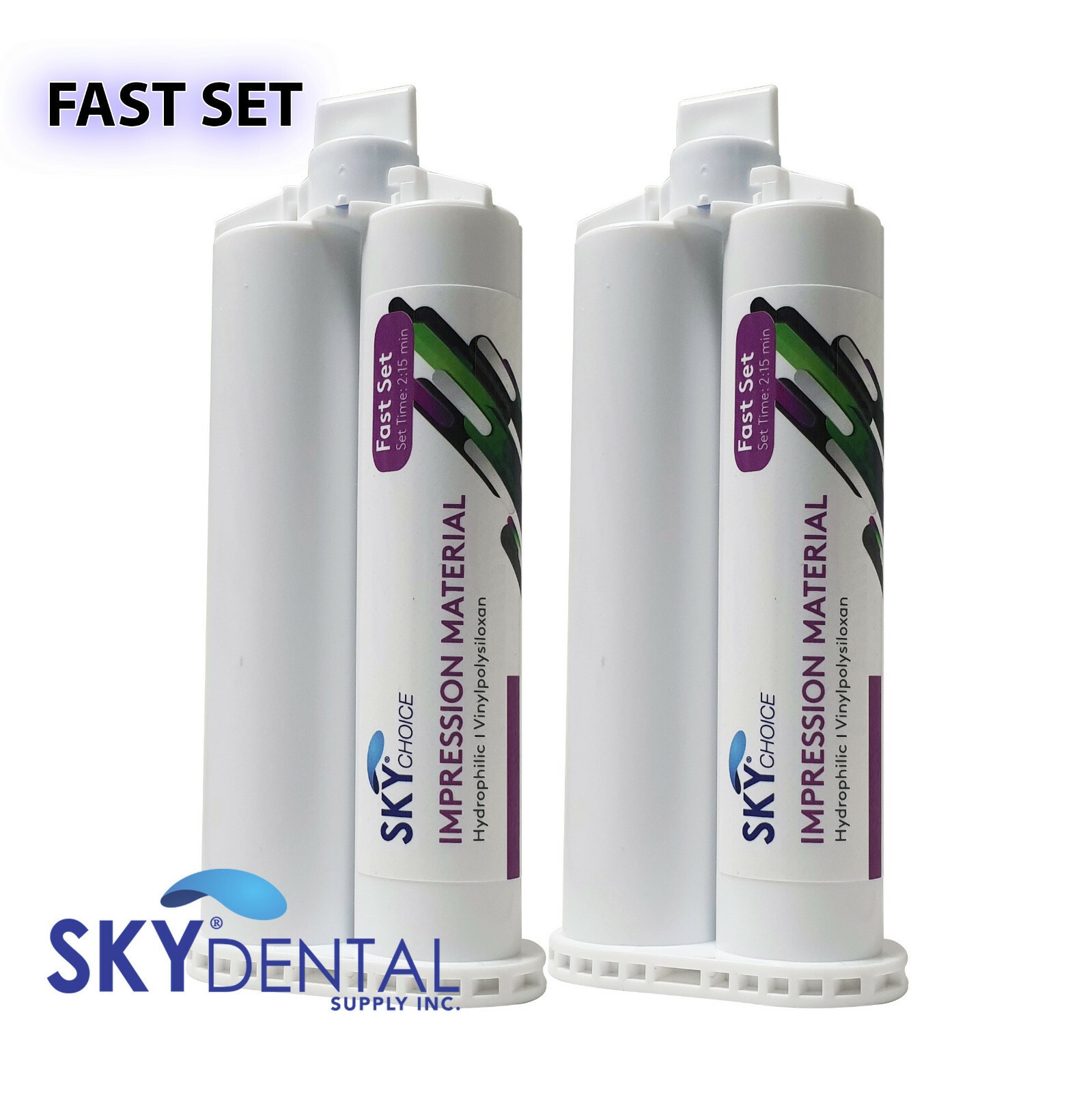 2 x FAST SET Dental VPS Impression Material 50ml Cartridges MEDIUM LIGHT HEAVY