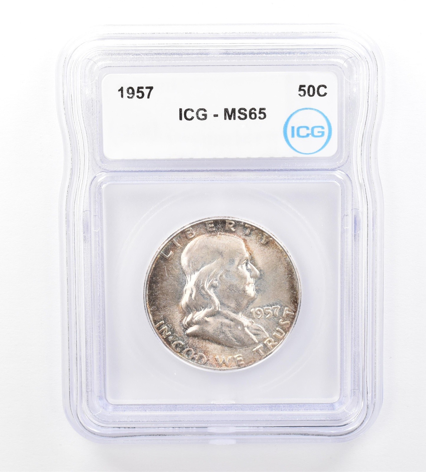 1957 Franklin Half Dollar MS65 ICG Beautiful Tone *1675