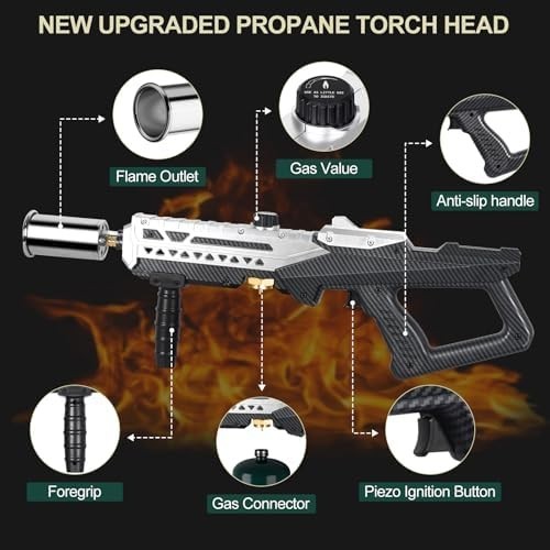 Semlos Propane Torch Head, Powerful Flame Thrower Gun, Adjustable Charcoal Li...