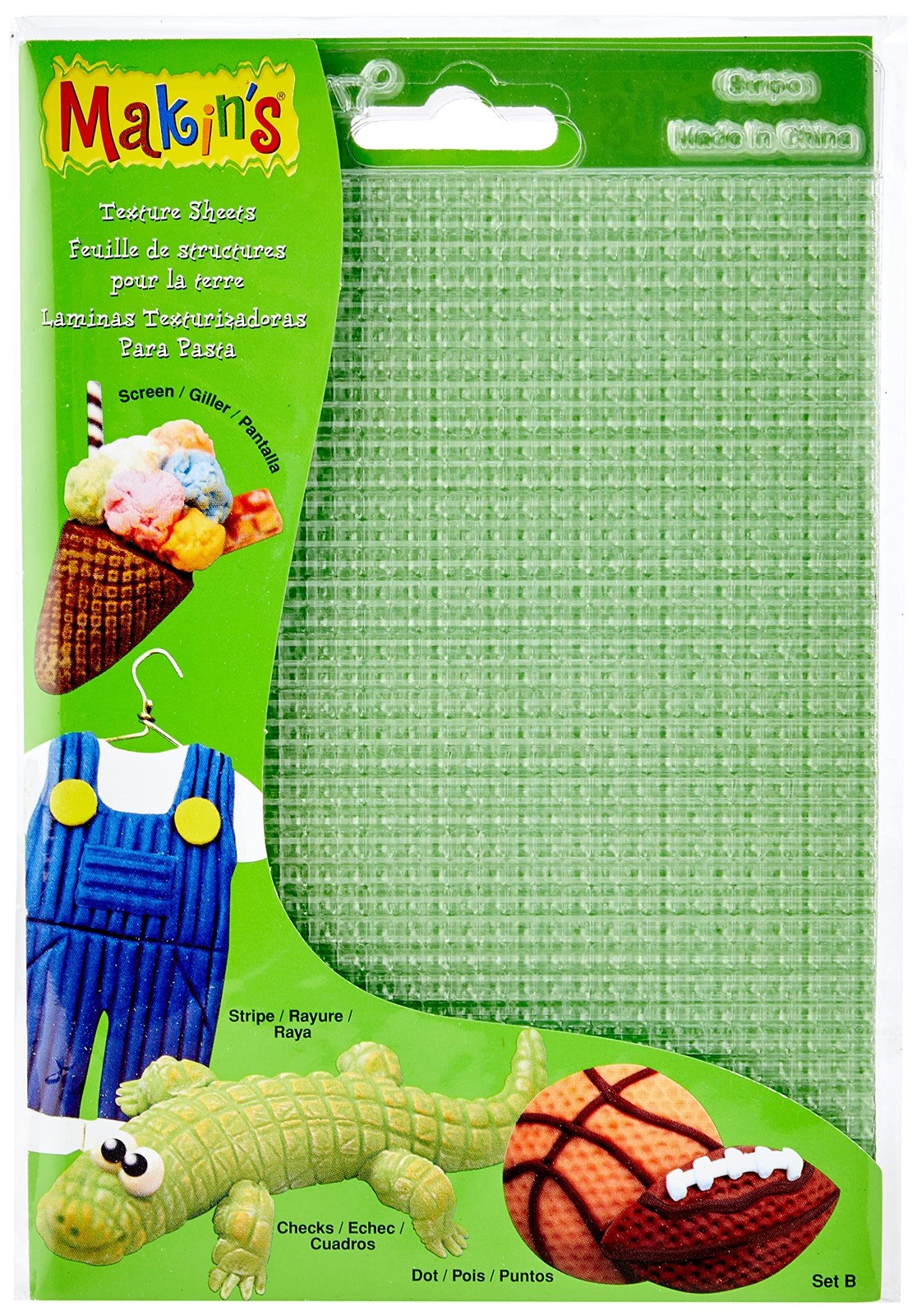 Makin’s Texture Sheets For Clay Set B Screen, Stripe, Checks, Dots