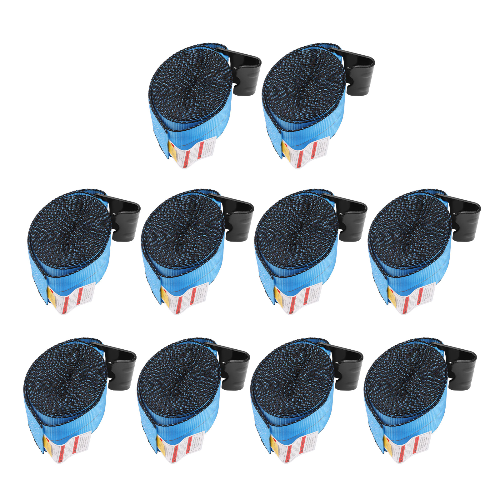 10 pcs 4 inch x 30 Feet Winch Straps Tie Down With Flat Hook Cargo Control Blue
