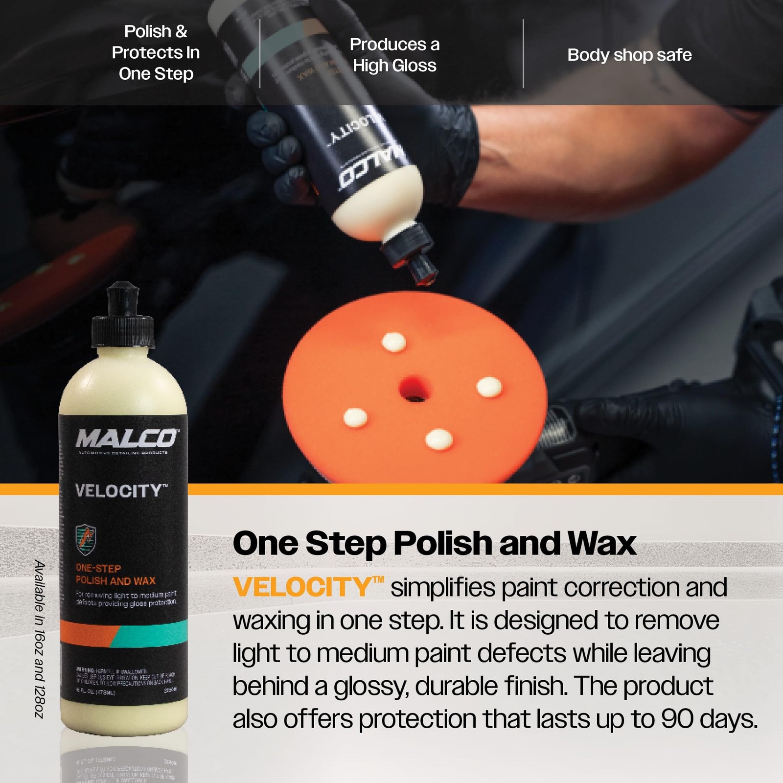 Malco Velocity One-Step Car Polish and Wax (90 Day 16 Fl Oz (Pack of 1)