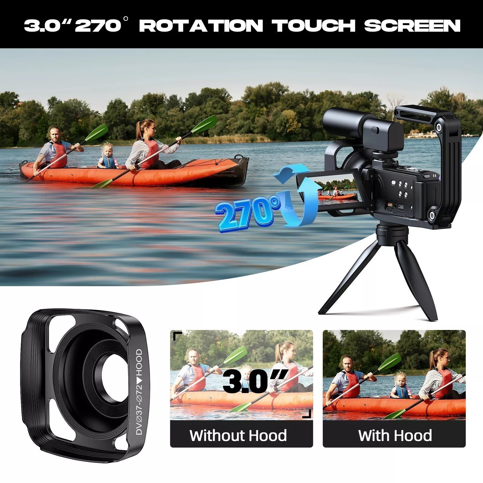 5K 56MP Video Recorder Camera Camcorder YouTube Vlogging Camera WiFi Touchscreen