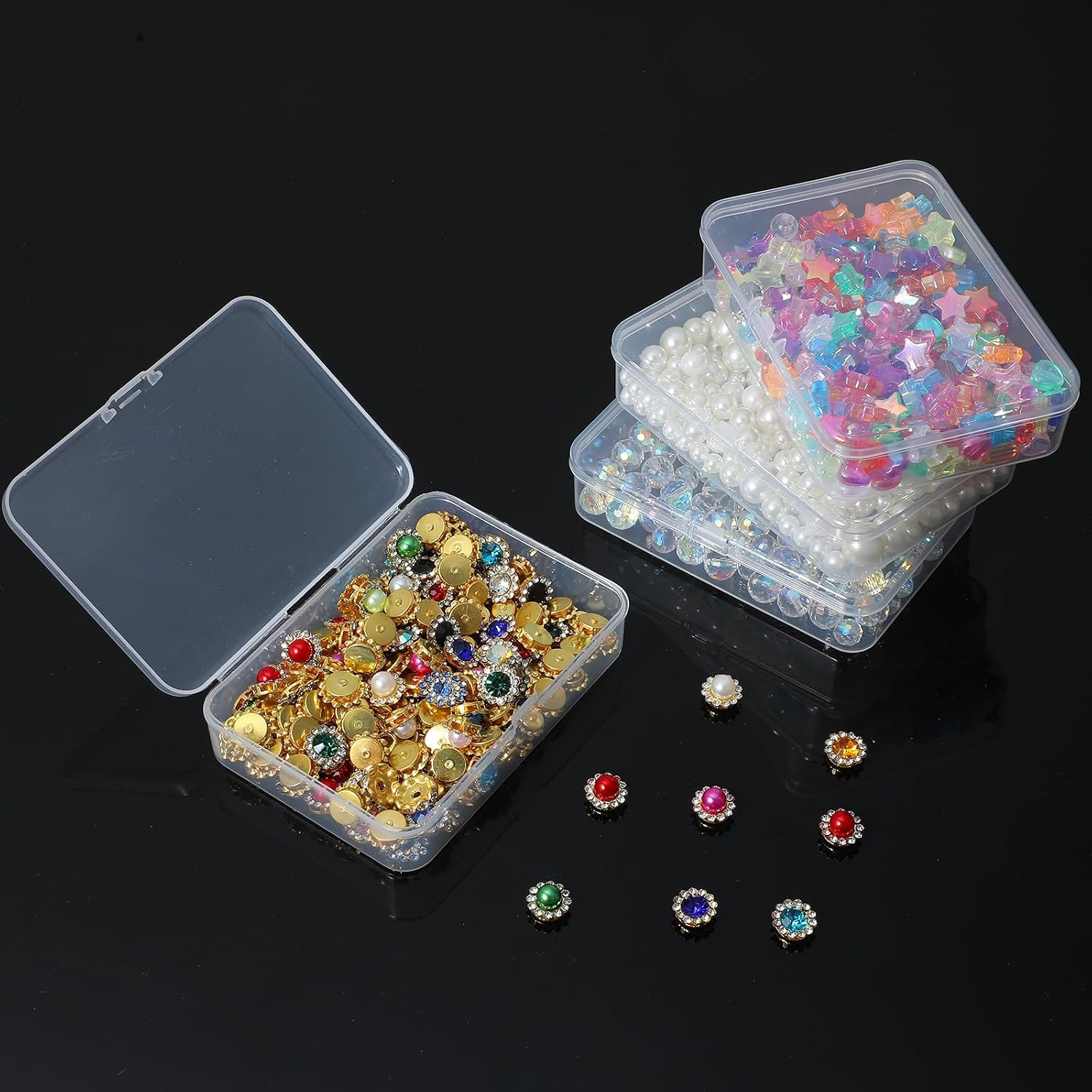 30 Pcs Clear Plastic Beads Storage Containers Box with Lids Mini Square | Small