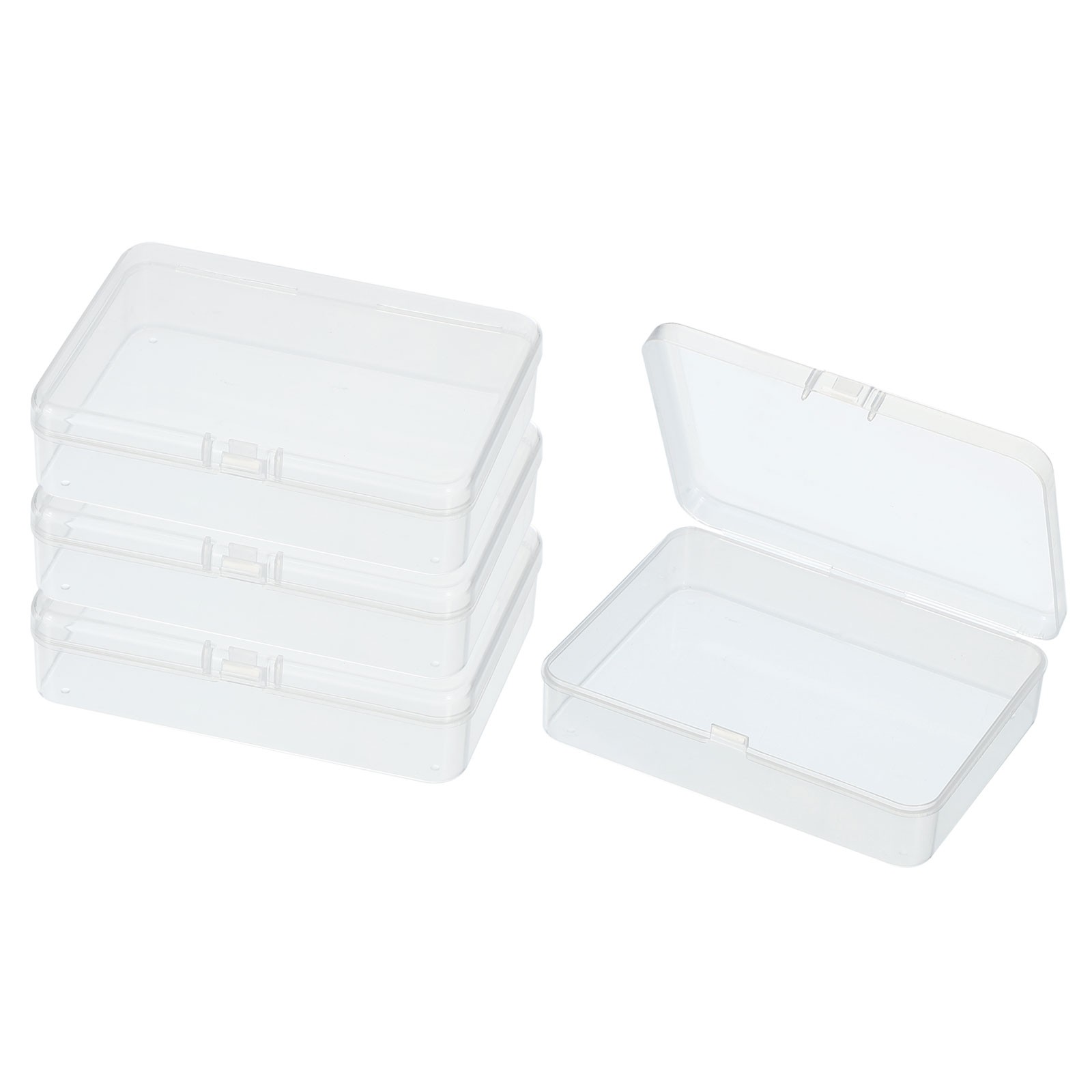 4 Pcs 3.3x4.5x1 Inch Nail Charm Organizer 1 Grid Craft Storage Box Transparent
