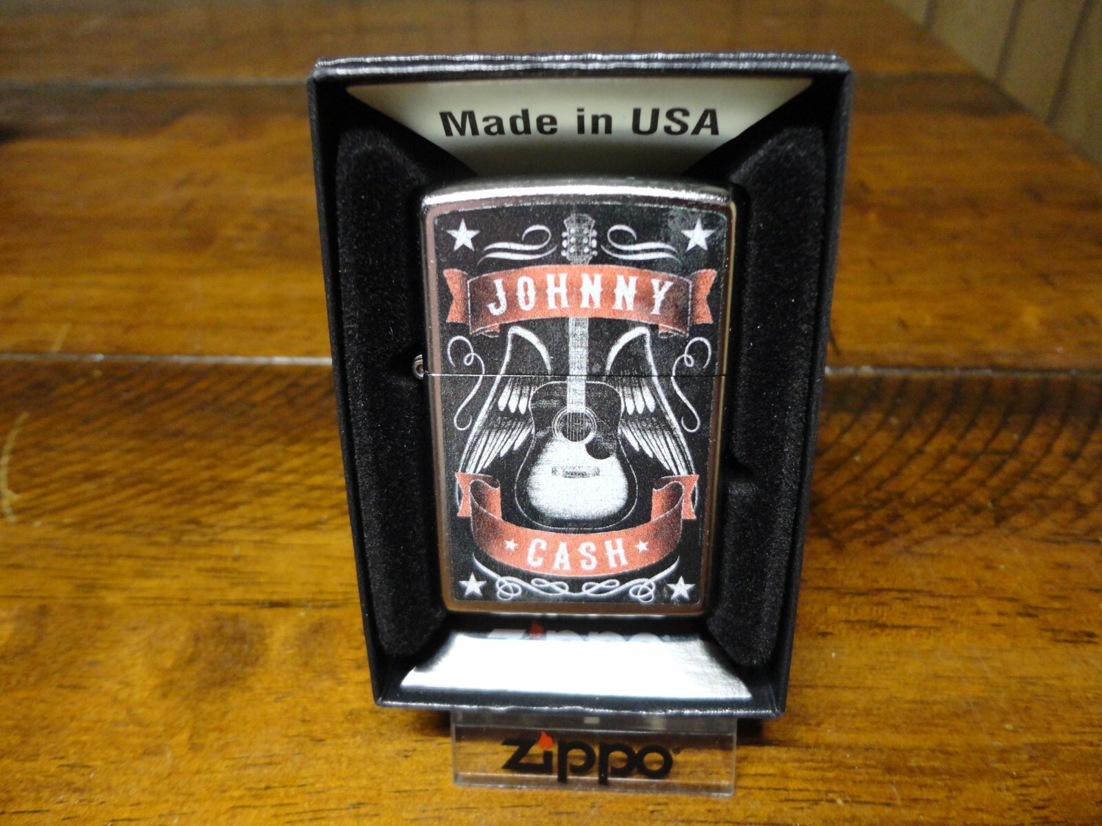JOHNNY CASH GUITAR WINGS ZIPPO LIGHTER MINT IN BOX