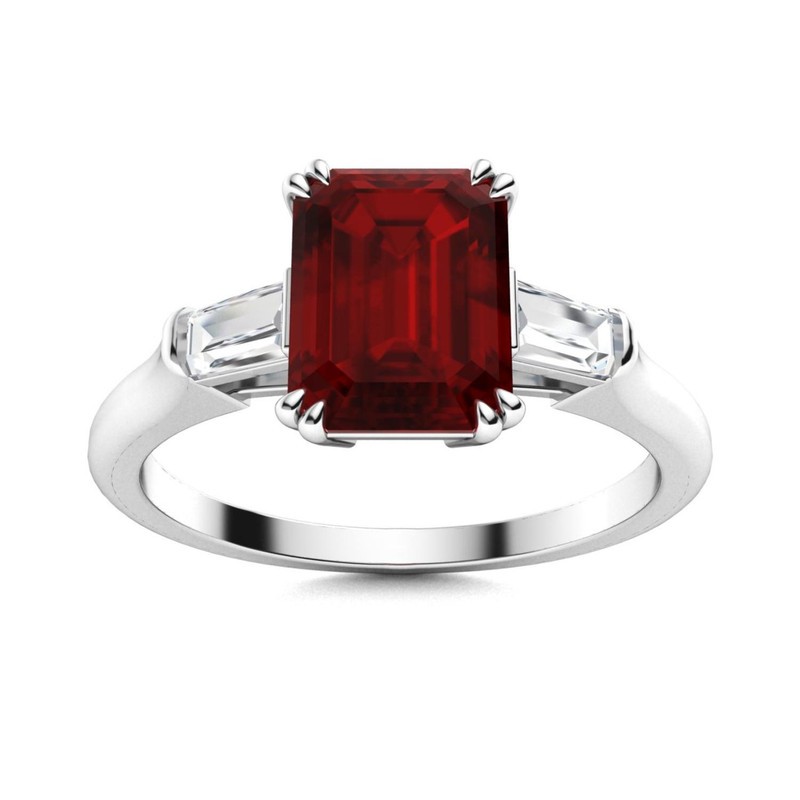 Sterling Silver Natural Garnet Solitaire Womens day Prong Ring Jewelry