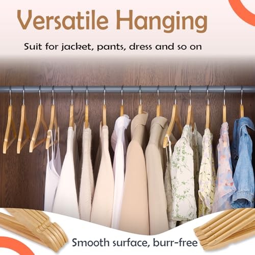 Solid Wooden Hangers Wood Suit Hangers with Extra Smooth 20 Pack Natural