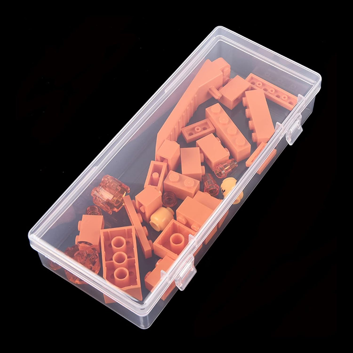 6 Pack Rectangular Clear Plastic Storage Containers Box with Hinged Lid for Bead