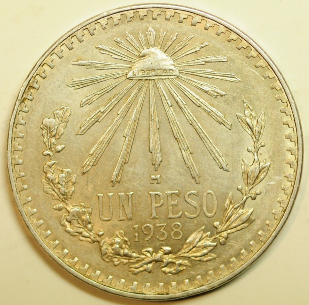mw29937 Mexico Silver Peso 1938  KM#455