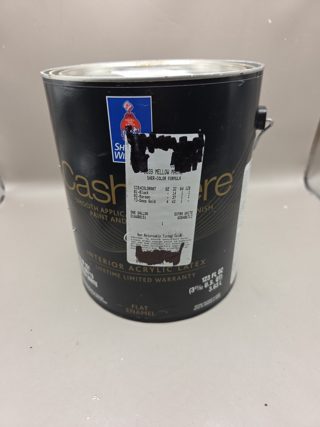 1 Gallon Sherwin Williams Cashmere Interior Flat Color 0039 Mellow Mauve
