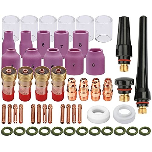 Zinger 53pcs TIG Welding Torch Stubby Gas Lens #10 Glass Cup Kit 53PCS