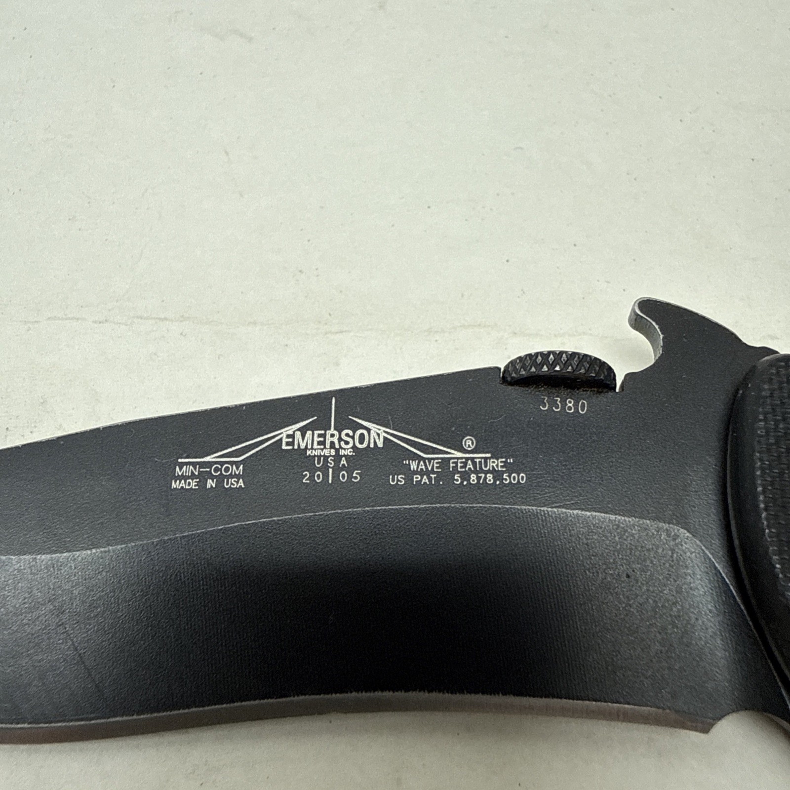 2005 Emerson Mini Commander Wave Feature Black G10 Grips Mini Com