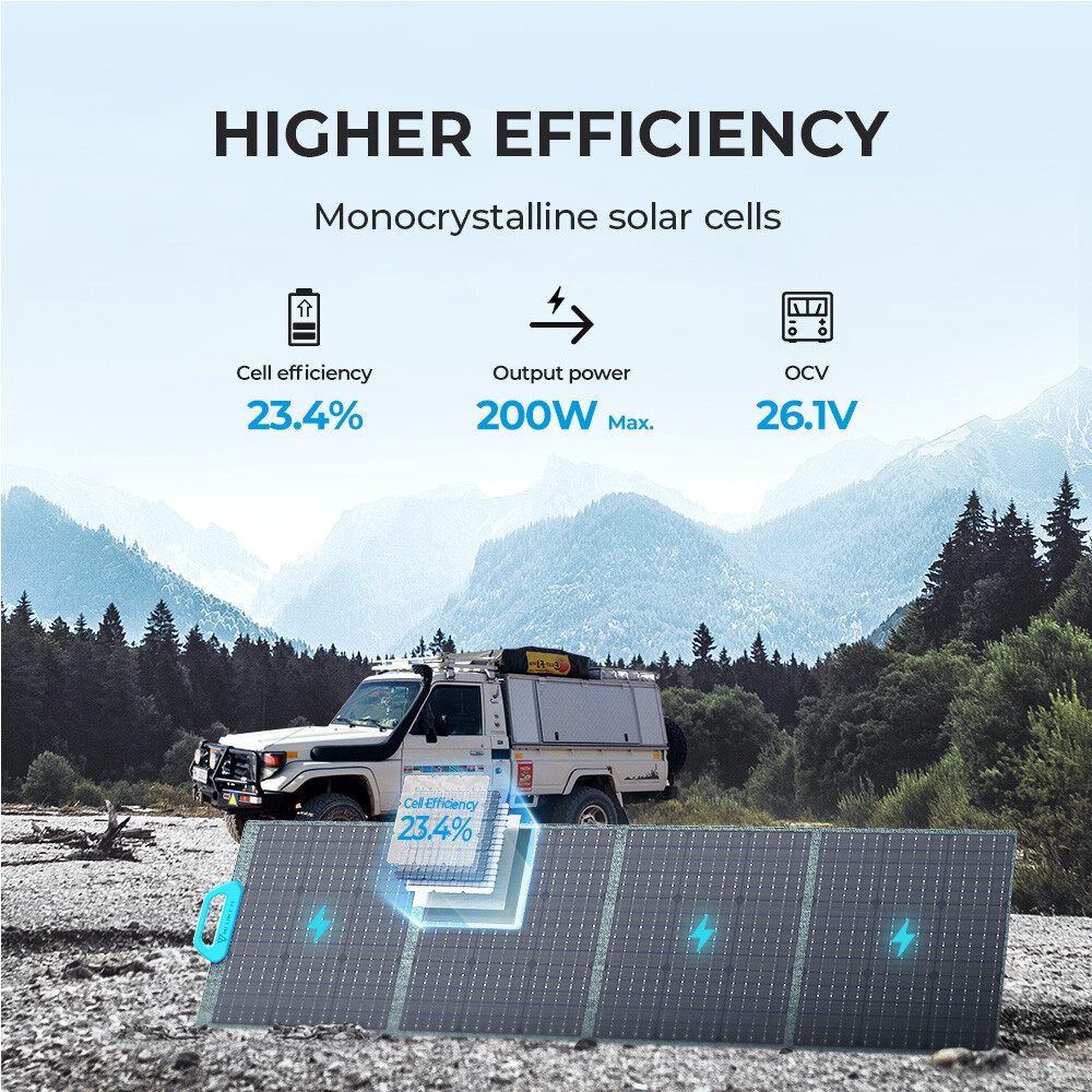 BLUETTI 200W Foldable Solar Panel for Power Station IP67 RatingMonocrystalline