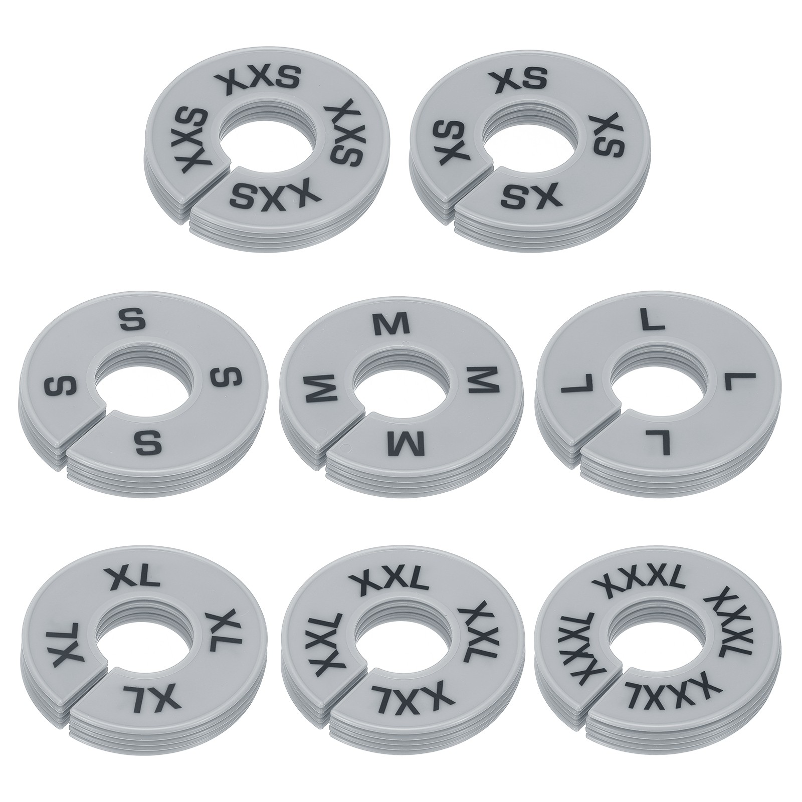 40 Pack Round Clothes Dividers for Hanging Clothes 8 Sizes Grey