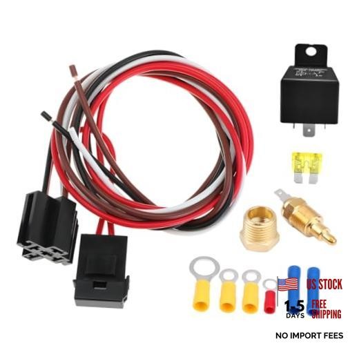 Electric Fan Relay Kit, 40 AMP Cooling Fan Relay Thermostat Kit Temperature