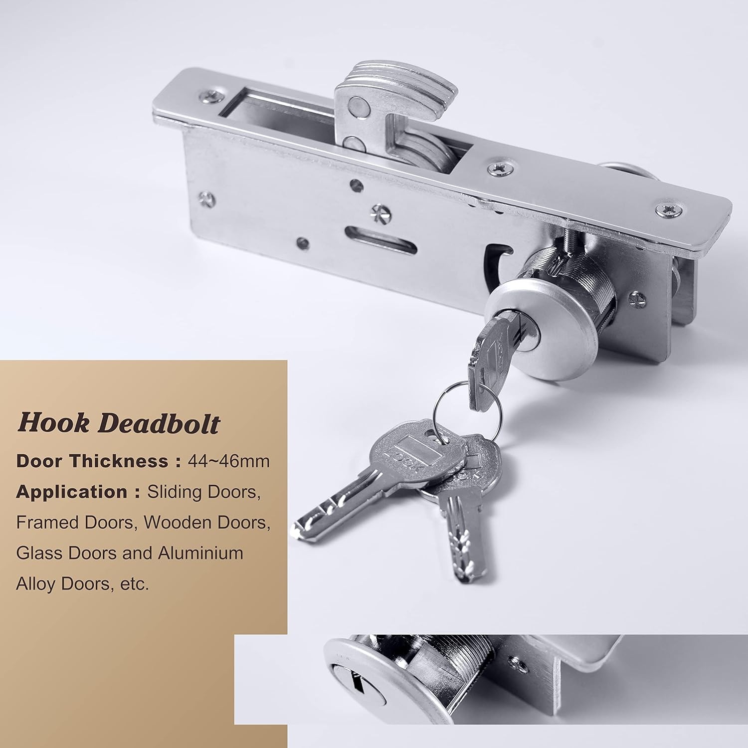 UpJia Flarish Door Lock - Mortise Deadbolt 1-1/8" backset hook deadbolt