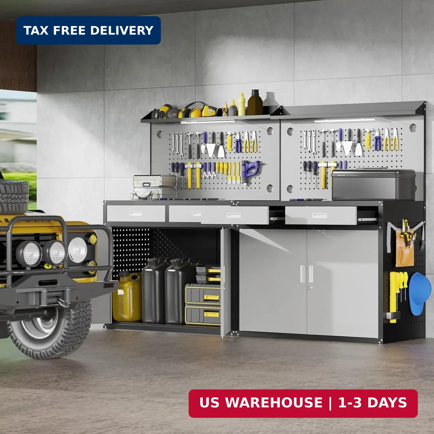 48" Work Bench,Heavy Duty 2500 LBS Capacity Workbench with Drawers and Storage,W