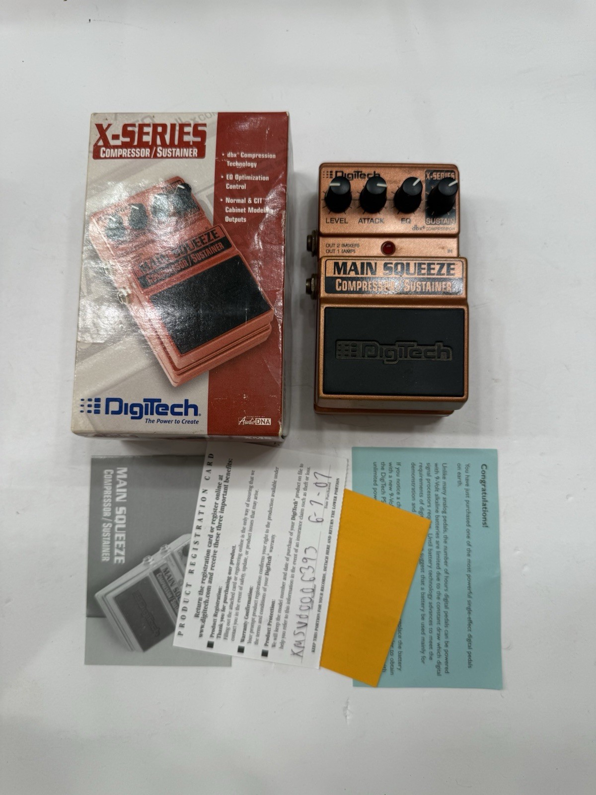 Digitech XMS X-Series Main Squeeze Compressor / Sustainer Guitar Effect Pedal