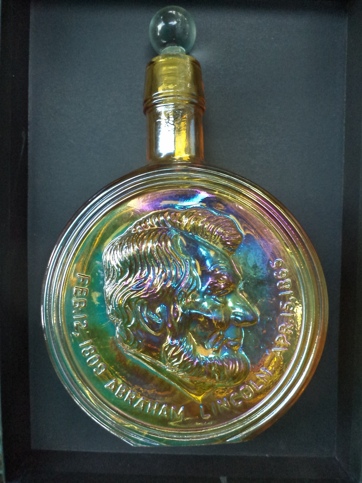 Wheaton Glass Company 1st Ed. Abraham Lincoln Carnival Glass Liquor Decanter