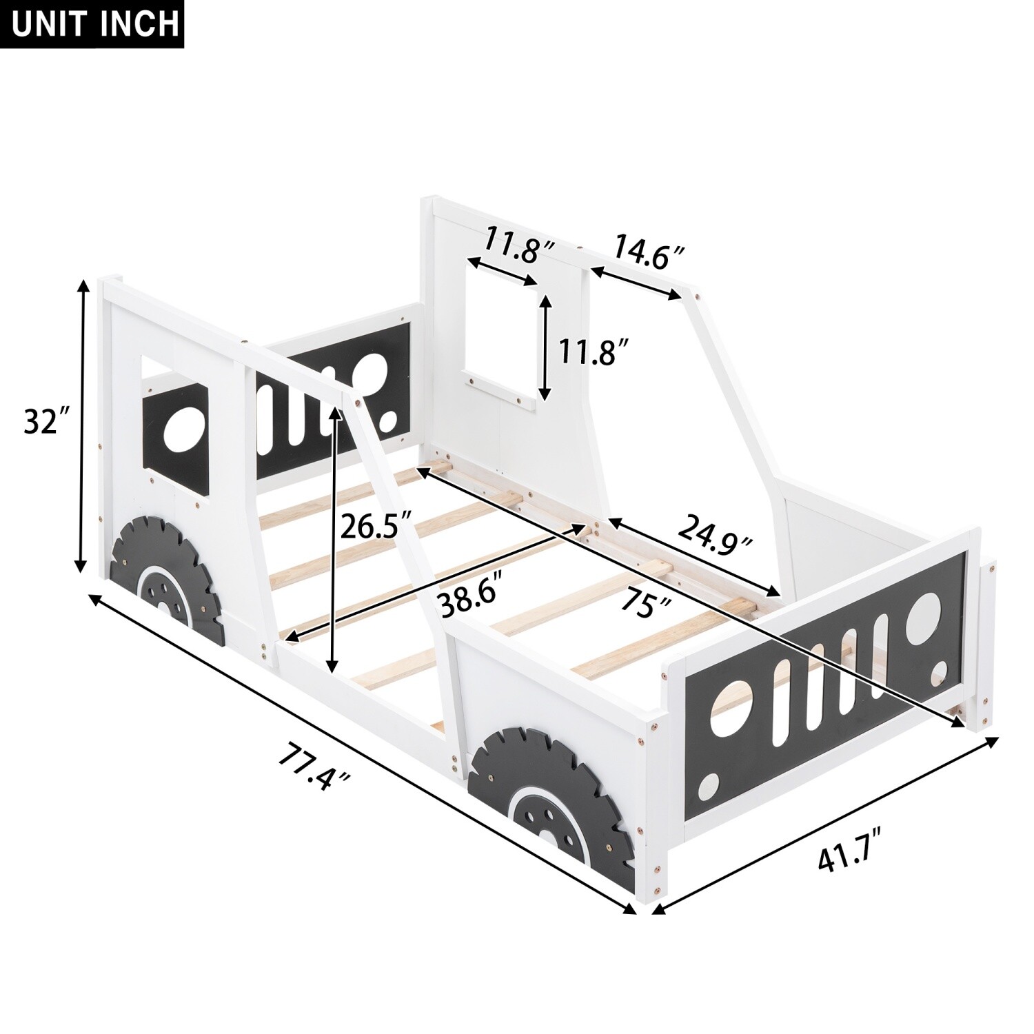 Twin/Full Size Bed Frame Wood Platform Bed Frame w/ Headboard and Footboard