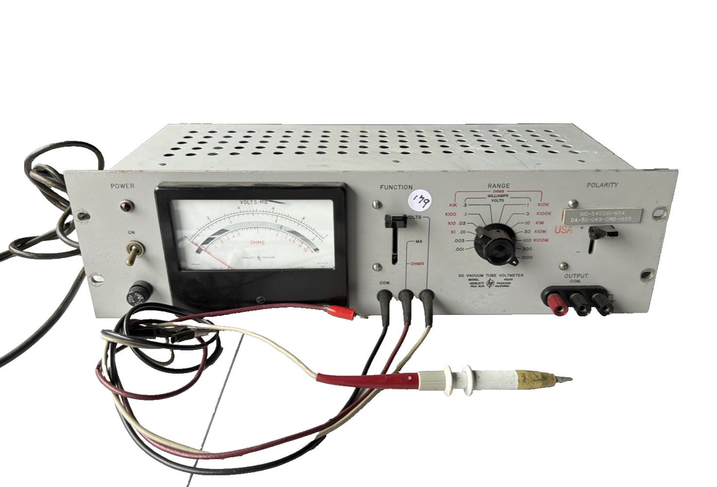 Ohms 412AR Vacuum Tube Voltmeter VTVM Vintage Electronic Test Meter A.63