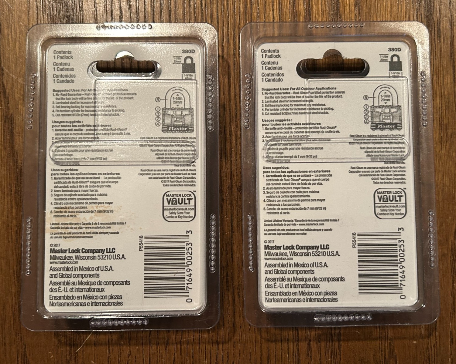 Master Lock 380D Rust-Oleum Certified Laminated Steel Padlock Set of 2 New