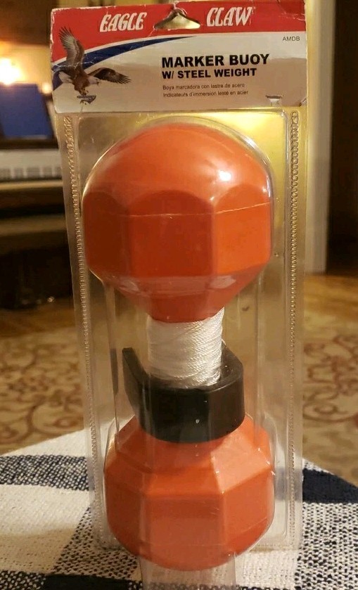 Eagle Claw Orange Dumbbell Marker Bouy with Steel Weight And String AMDB NOS