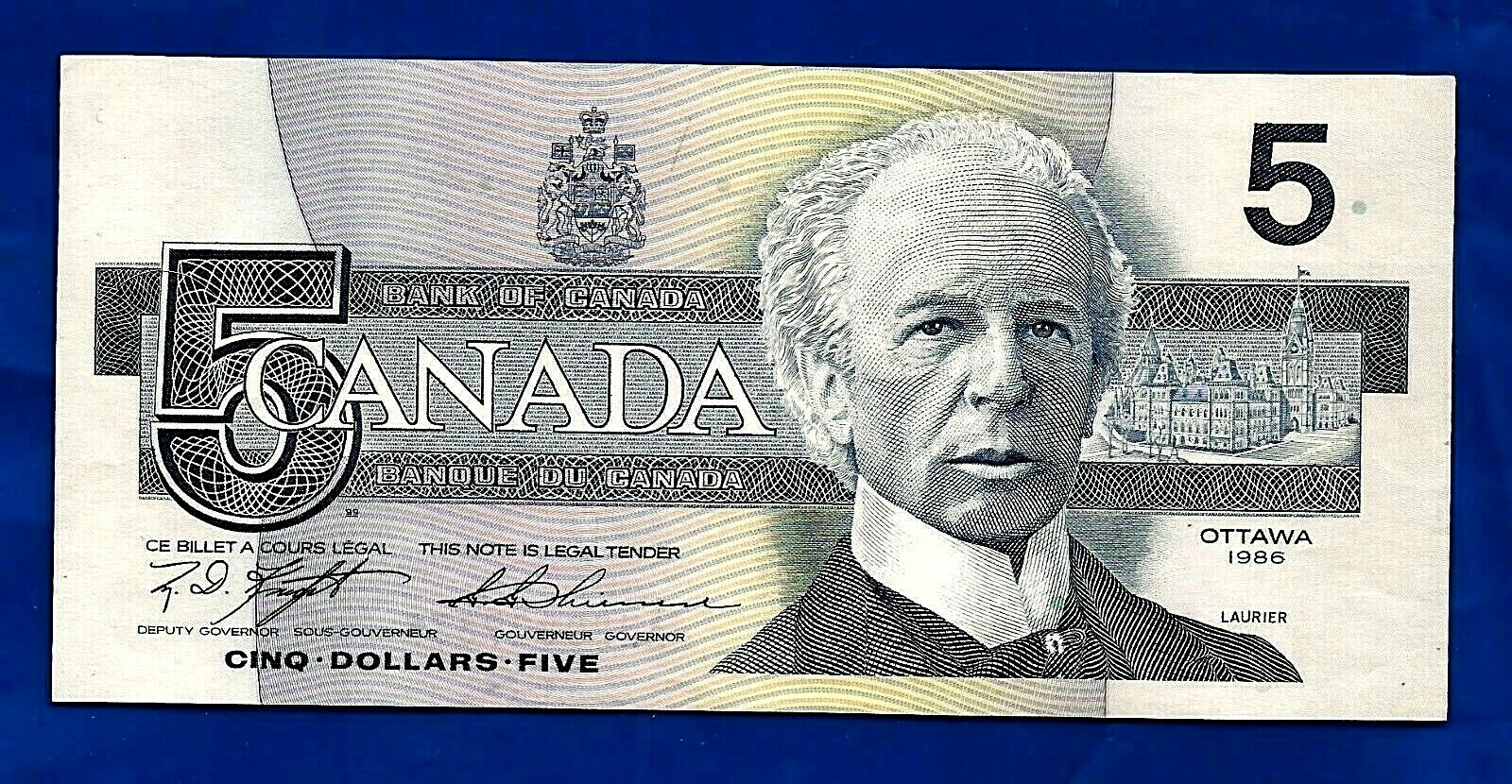 1986 CANADA five 5 DOLLAR BILL NOTE prefix ANP high AU-UNC