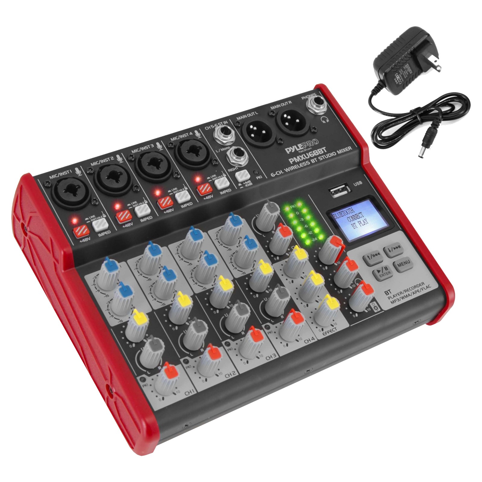 PylePro PMXU68BT 6-Channel Bluetooth Studio DJ Audio Mixer Console