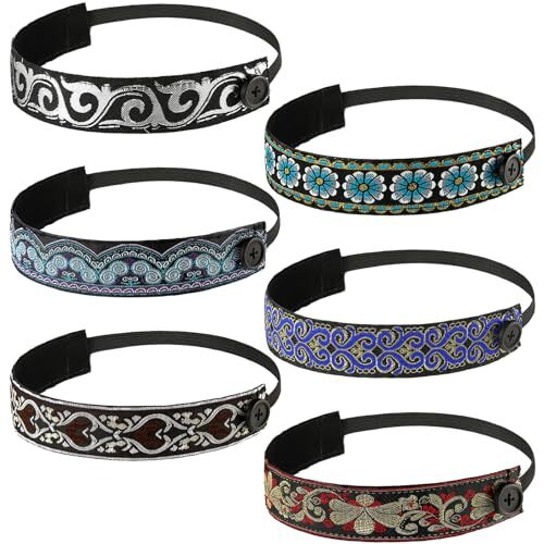 6 Pieces Headbands with Buttons for Facecover, Nurse Girls Headbands for Women