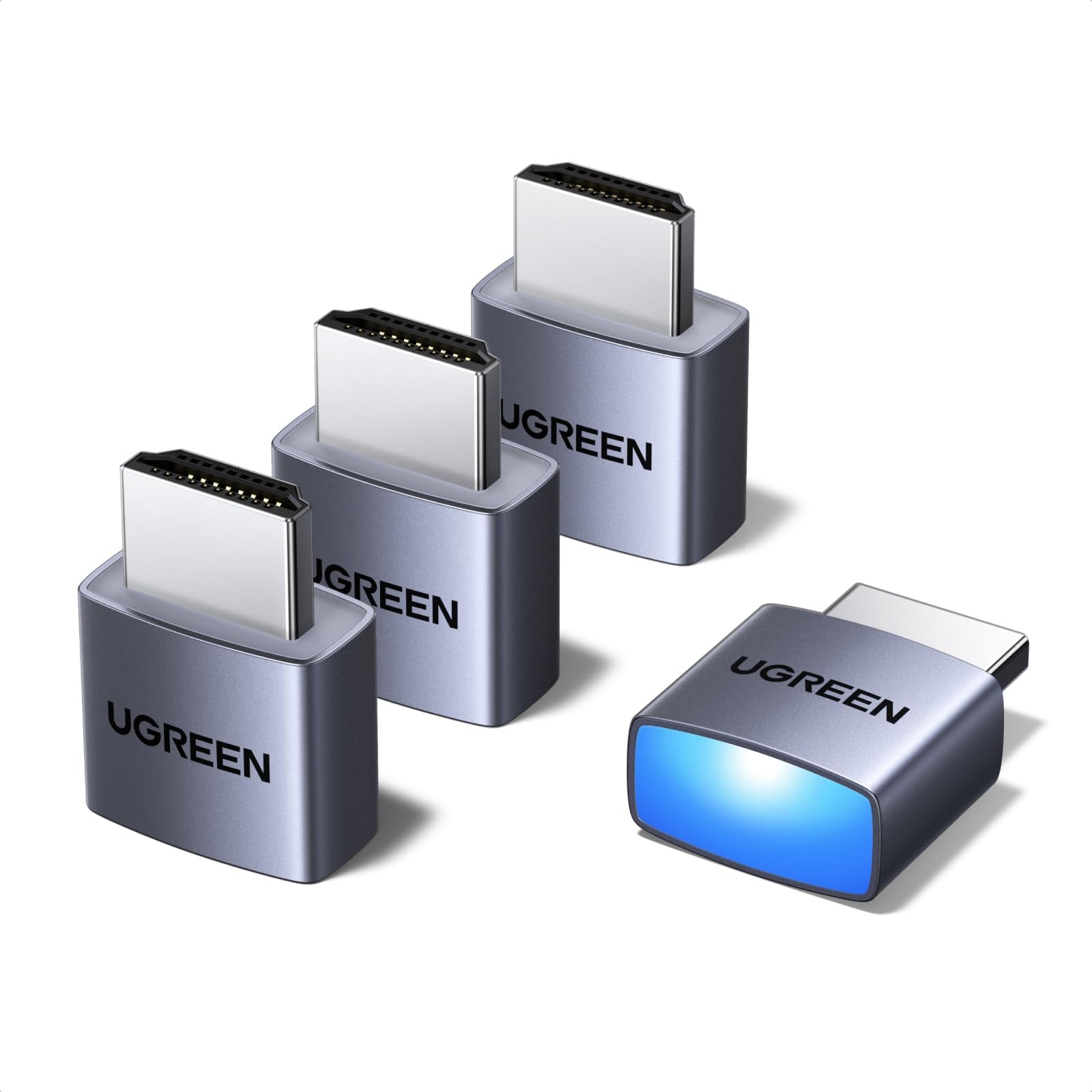 UGREEN 4 Pack HDMI Dummy Plug 4K@60Hz 2K@60Hz 1080P@120Hz, EDID Silver