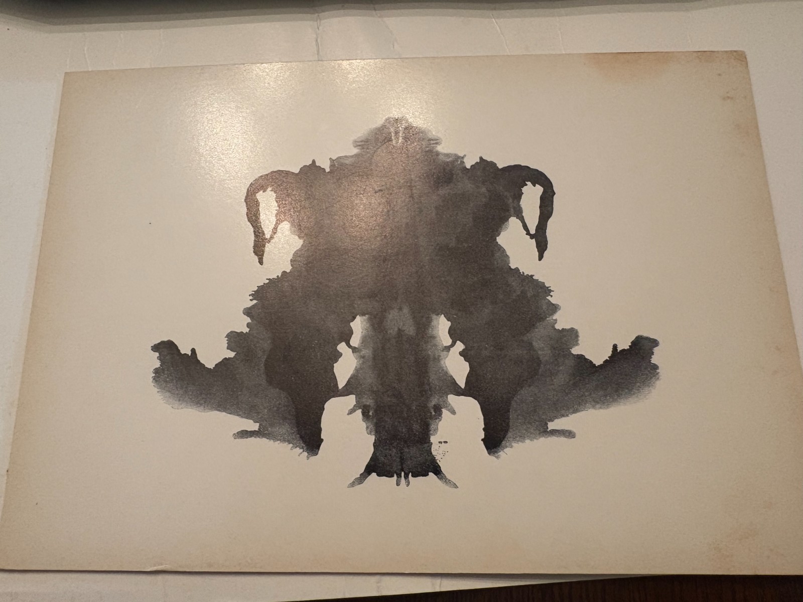Rorschach Plate #4 Psychodiagnostic Plate Inkblot Card Rare Authentic !!!
