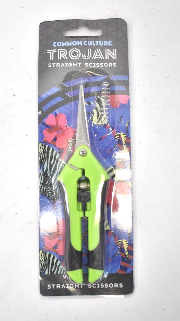 Common Culture Trojan Straight Scissors Green Handle Tool Stainless Steel Blade
