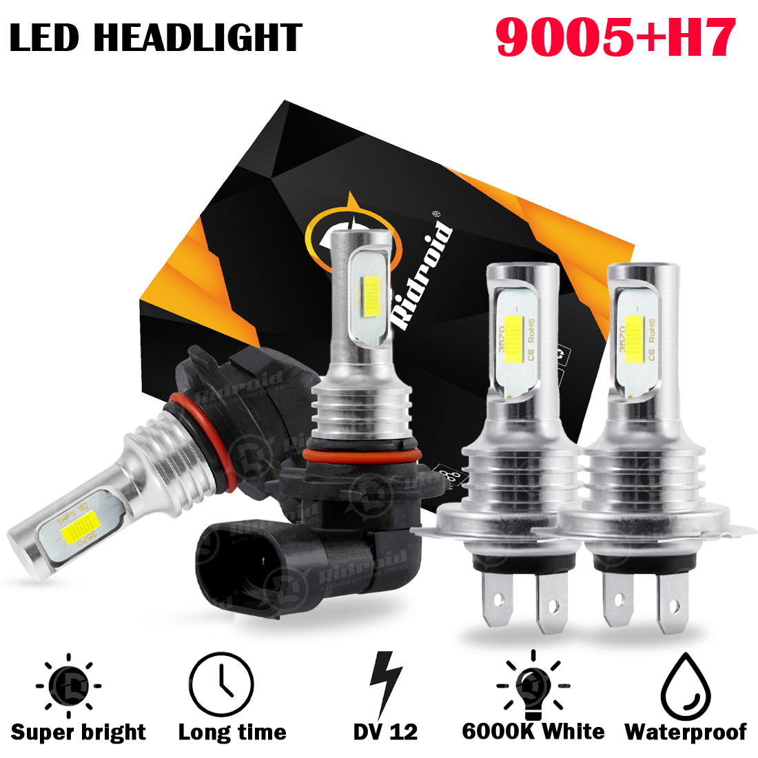 For Mazda 3 2004-2008 2009 4X High/Low Beam LED Headlight Bulbs 6000K Combo Kit