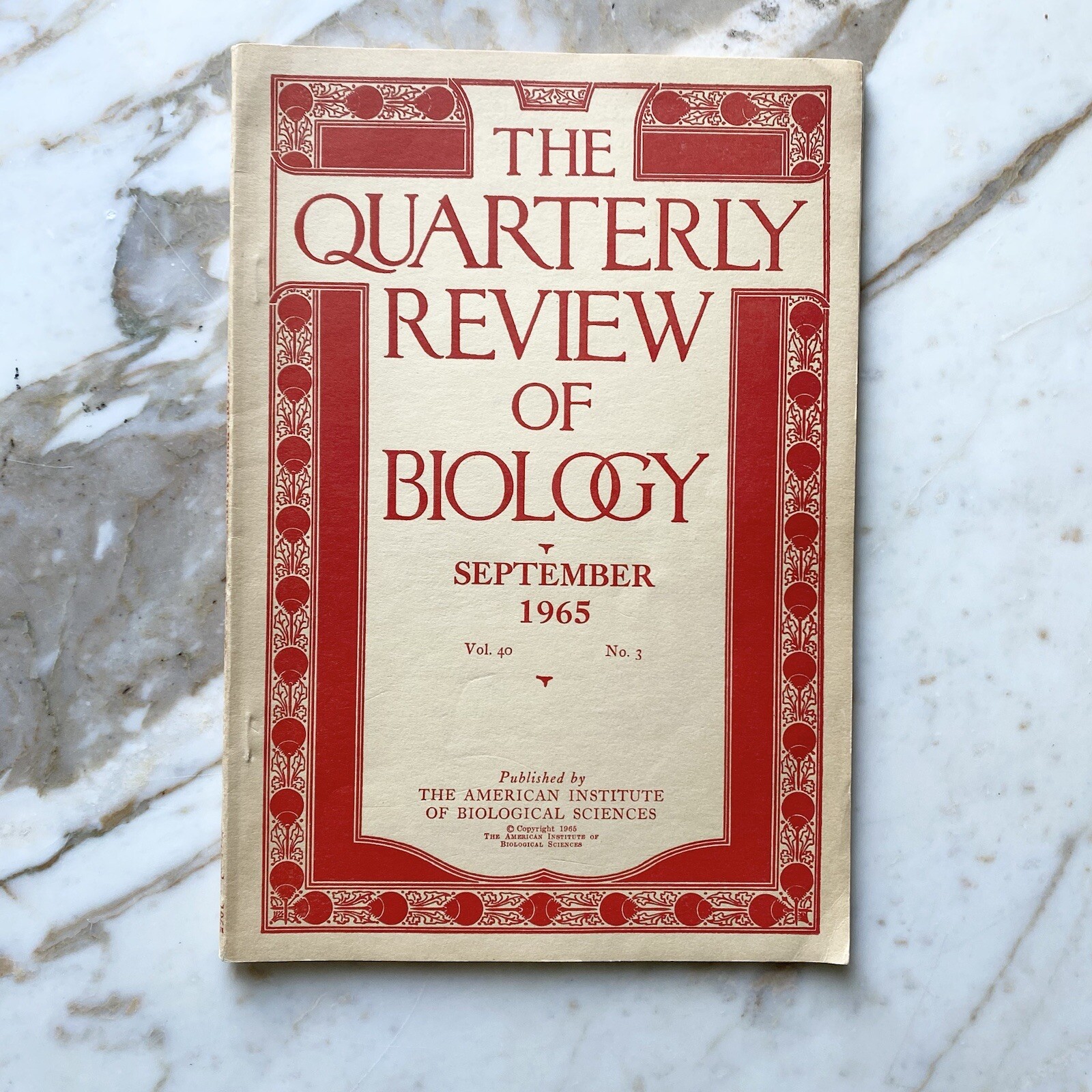 September 1965 Quarterly Review of Biology Vol 40 #3 Booklet American Institute