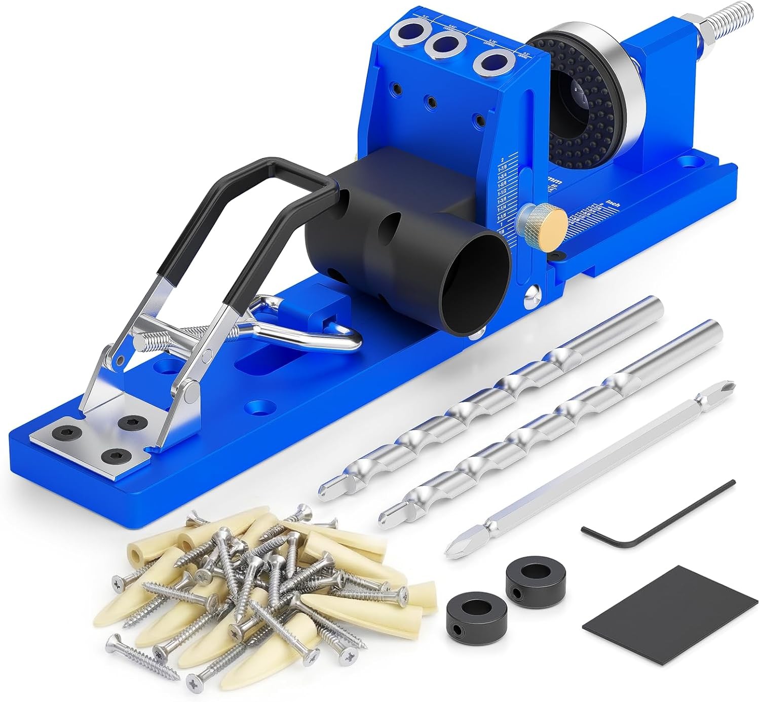 Pocket Hole Jig Kit, woodworking tools for 5/8" to 2" Adjustable Pocket Screw Ji
