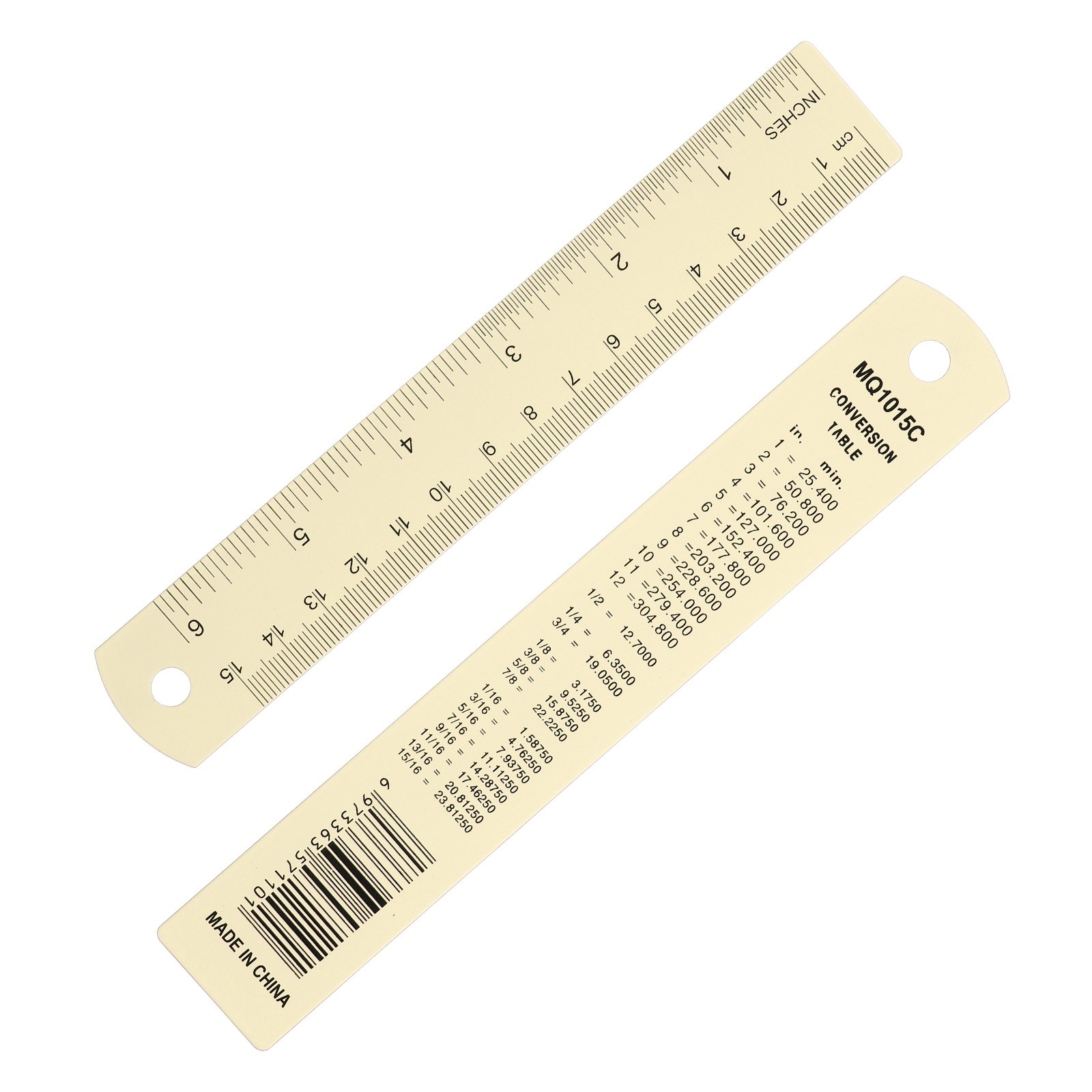 15cm/6 inch Metal Ruler Aluminum Inches Metric Measuring Beige