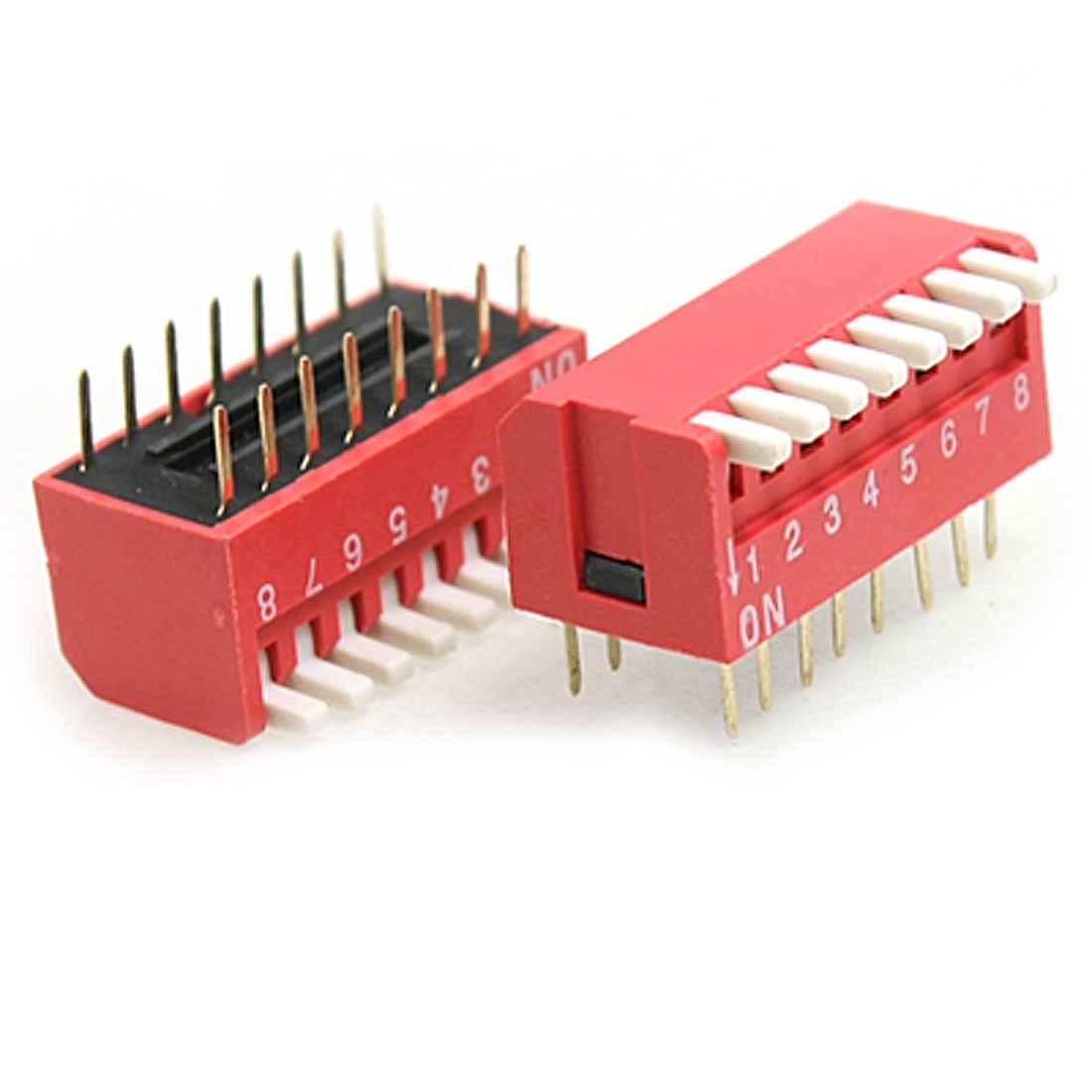5 Pcs 2.54mm Pitch 8 Position Piano Type DIP Switch Red