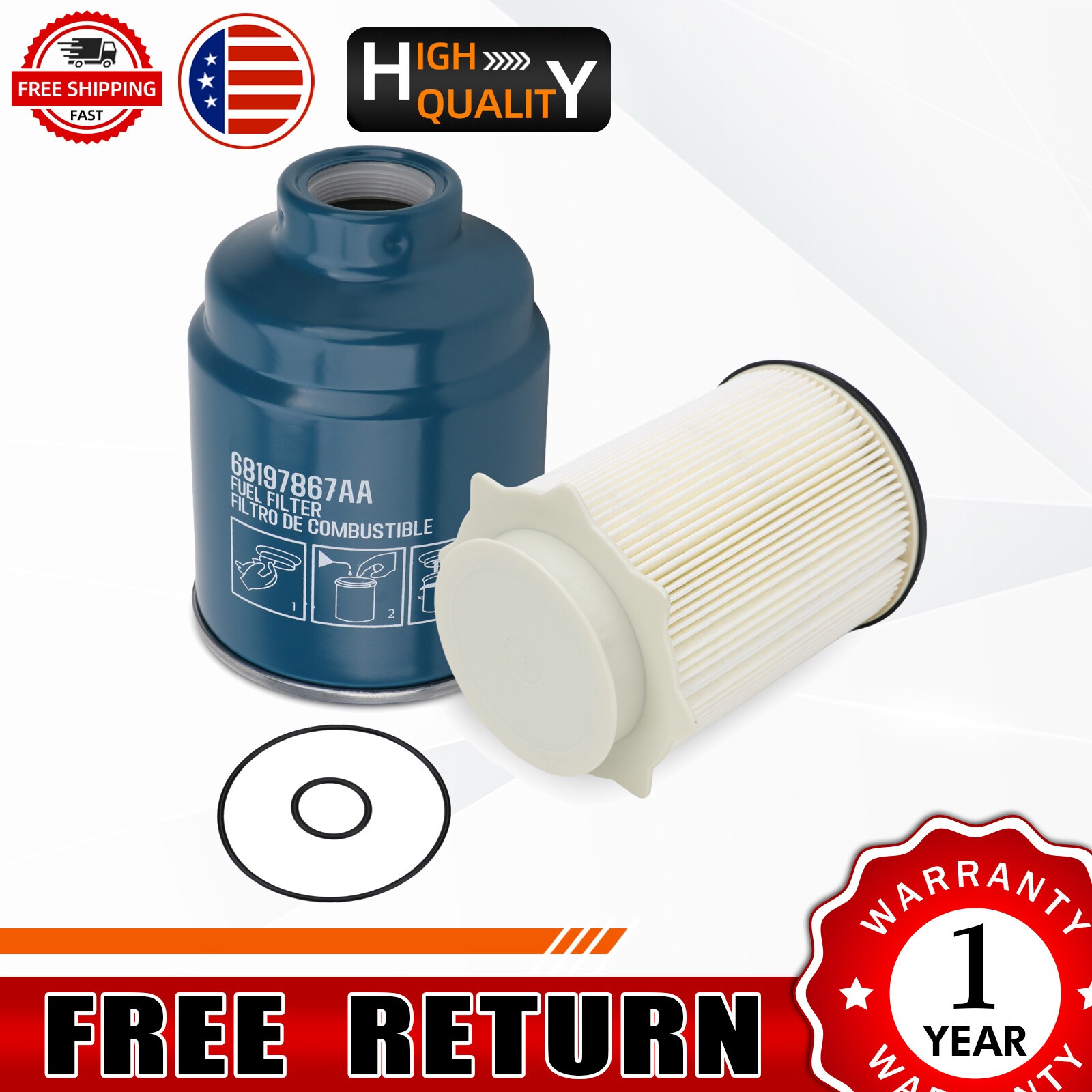 For Dodge Ram 6.7L Diesel Fuel Filter Kit 2013-2018 2500 3500 4500 5500 Cummins