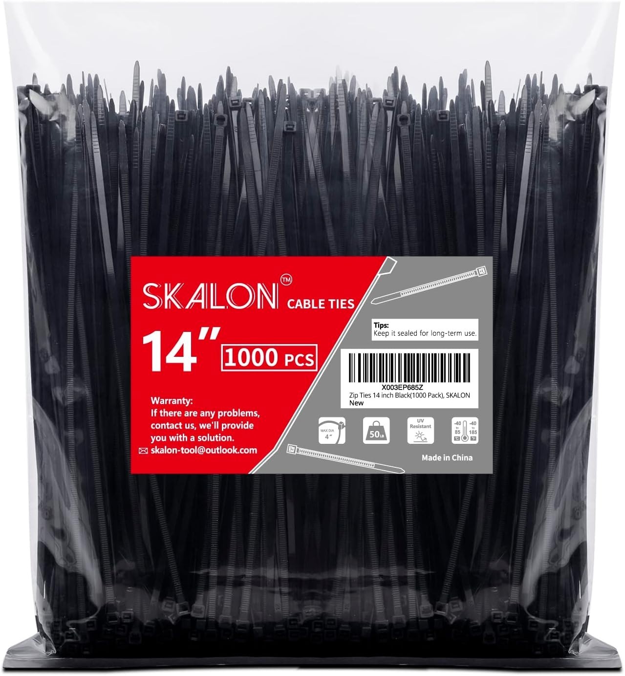 High Quality Zip Ties 14 inch 1000 Pack - UV Resistant with Self-Locking Design