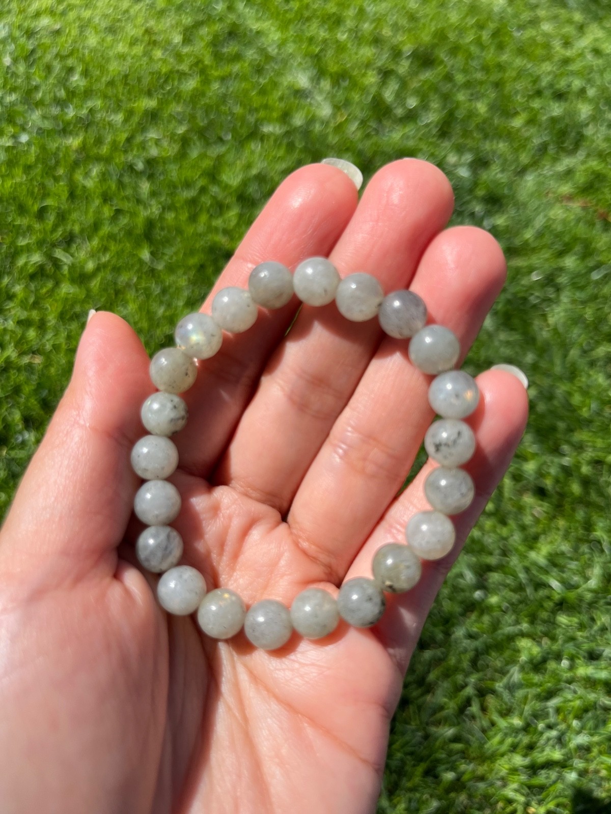 2 Pack Handmade Stretch Bracelets 8mm Beads Pyrite & Labradorite