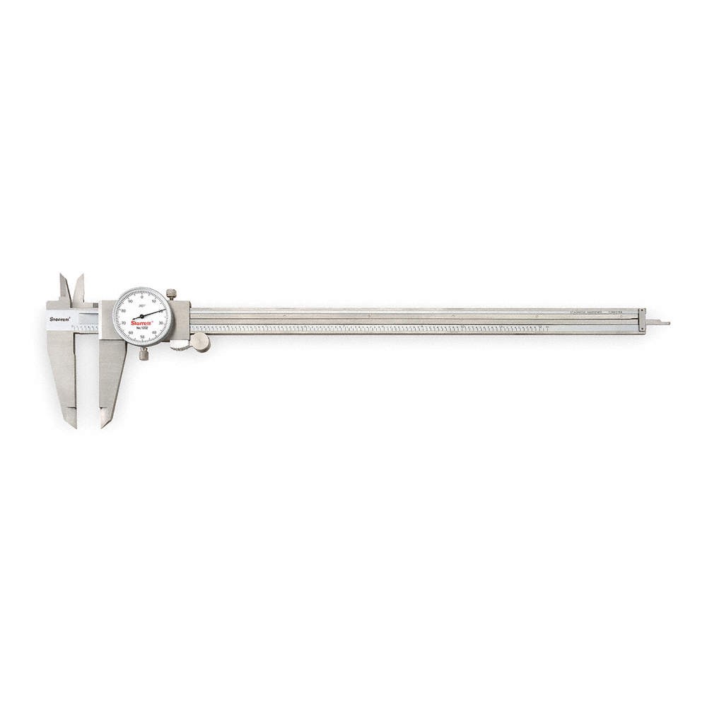 STARRETT 3202-12 Dial Caliper w/Case,12 In,White 2ZUE1